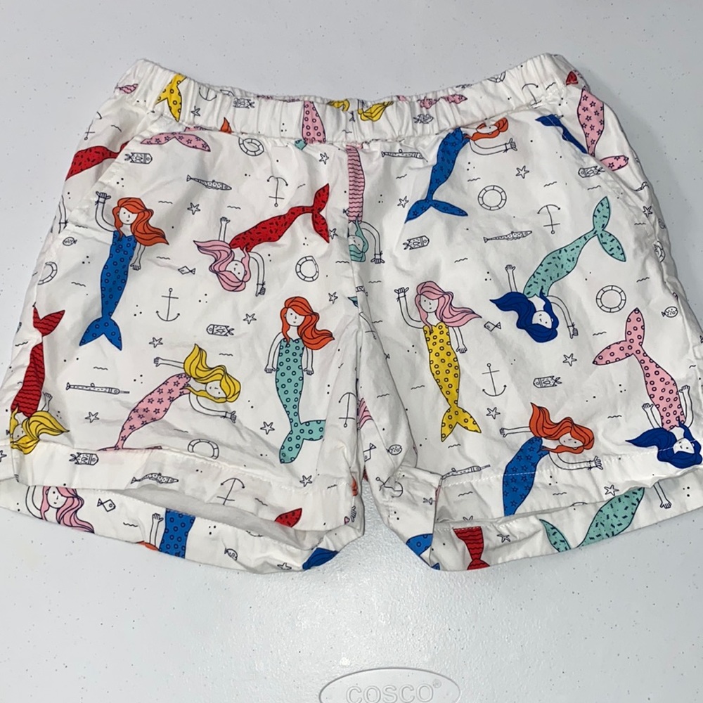Hanna Andersson White Pull On Mermaid Lined Shorts Size 12